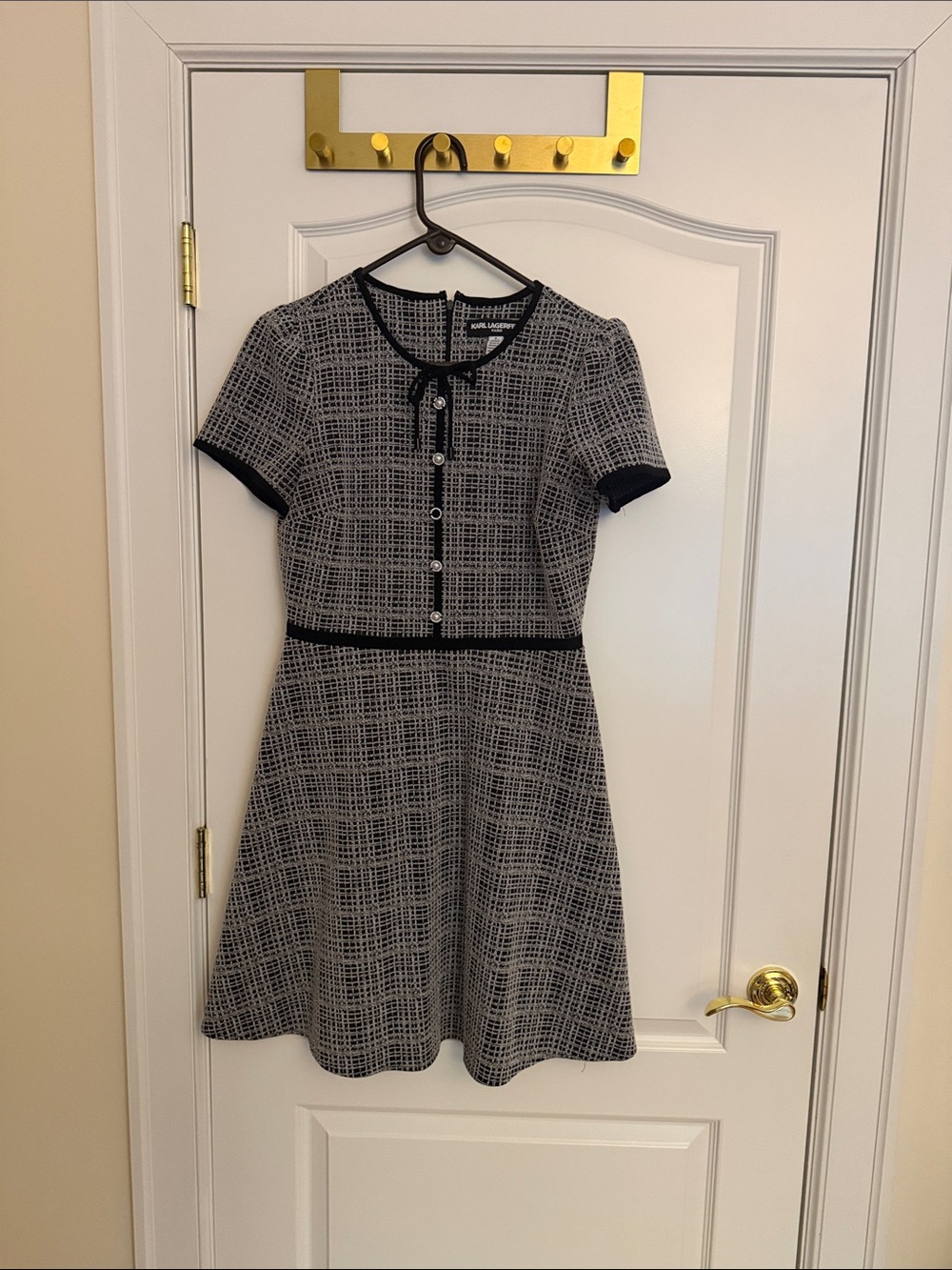 Karl Lagerfeld Black and White Tweed Mini Dress